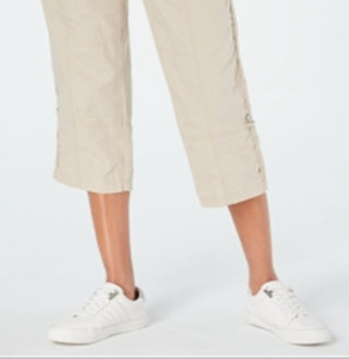 Calvin Klein Women's Capri Roll Tab Performance Pants Brown Size Small