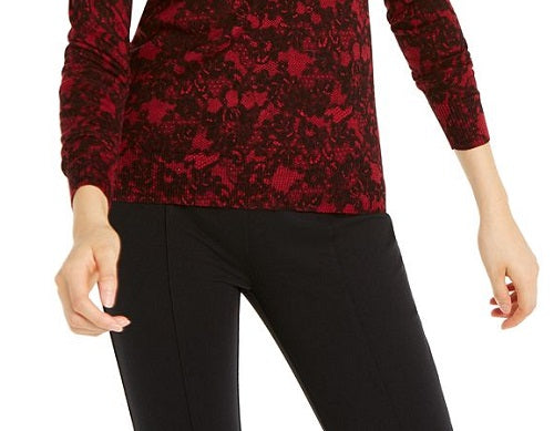 Michael Kors Women's Lace Print Sweater Red -Size L