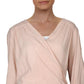 Free People Women's Check on It Hi-Low Drapey Wrap Top Pink Size M