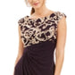 Connected Women's Sleeveless Side Drape Sheath Dress Purple Size 8 Petite