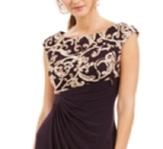 Connected Women's Sleeveless Side Drape Sheath Dress Purple Size 8 Petite