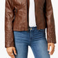 Maralyn & Me Junior's Hooded Faux Leather Moto Jacket Brown Size X-Small