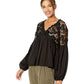 Free People Women's Lina Lace Top Black Size Large