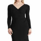 Ralph Lauren Women's Lace Trim Surplice Clevella Formal Dress Black Size 14