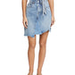 Free People Women's Frayed Pocketed Mini Skirt Blue Size 24