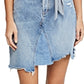 Free People Women's Frayed Pocketed Mini Skirt Blue Size 24