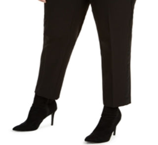 Bar III Women's Trendy Plus Tuxedo Satin-Stripe Straight-Leg Pants Black Size 14W