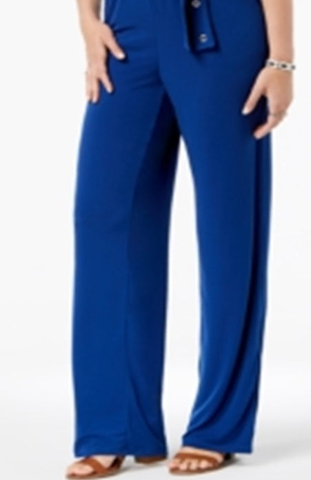 Ny Collection Petite Belted Grommet Jumpsuit Blue Size Petite XL