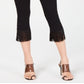 INC International Concepts Women's Fringe Trim Cropped Stretch Dress Pants Black Size 14
