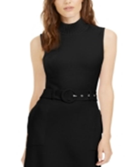 INC International Concepts Women's Belted MIDI Sweater Dress Black Size Large