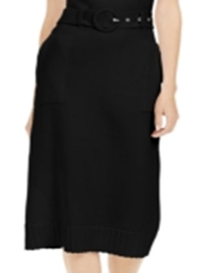 INC International Concepts Women's Belted MIDI Sweater Dress Black Size Large