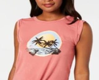 Roxy Juniors' Tie-Front Graphic-Print T-Shirt  Pink Size M