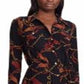 Ralph Lauren Women's Printed Cuffed Collared Tea Length Shirt Dress Black Size Small