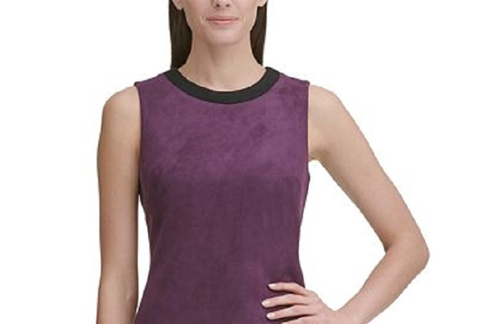 Tommy Hilfiger Women's Faux Suede Asymmetrical Sheath Dress Purple Size 4