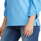 Ralph Lauren Women's 3/4 Sleeve Jewel Neck Blouse Blue Size Large