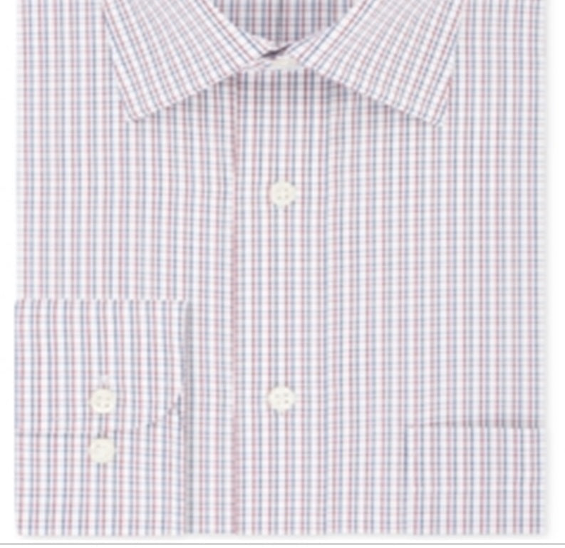 Eagle Men's Classic Regular Fit Non Iron Stretch Collar Check Dress Shirt Red Size 32X33