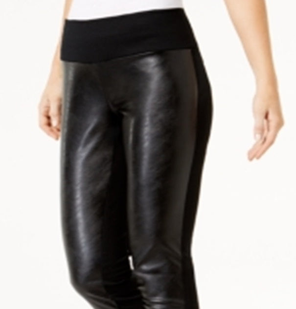 INC International Concepts Women's Faux Leather Skinny Pants Black Size 6