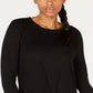 Ideology Women's Long Sleeve Jewel Neck T-Shirt Top Black Size X-Small