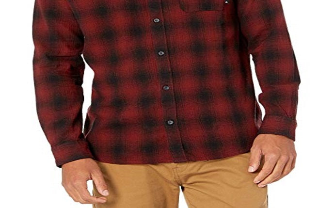 Quiksilver Men's Check Long Sleeve Button Down Shirt Red Size Large