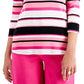 Charter Club Women's Pima Cotton Button Shoulder Stripe Top Pink Size S