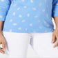 Karen Scott Women's Printed Henley Top Blue Size X-Small