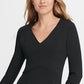 DKNY Women's Long Sleeve V Neck Above the Knee Sheath Party Dress Black Size 10