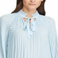 Ralph Lauren Women's Pleated Tie Neck Blouse Blue Size Medium