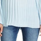 Ralph Lauren Women's Pleated Tie Neck Blouse Blue Size Medium