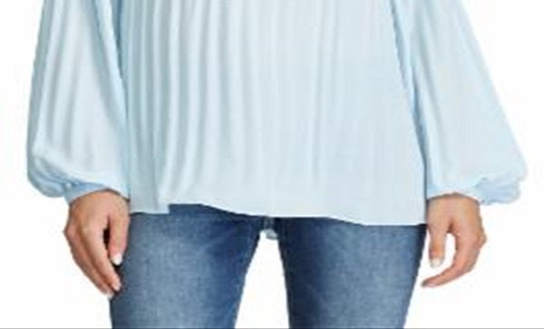 Ralph Lauren Women's Pleated Tie Neck Blouse Blue Size Medium