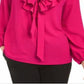 Kasper Women's Long Sleeve Tie Neck Blouse Pink Size Petite Medium