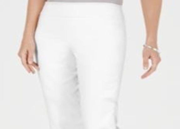 JM Collection Women's Button Hem Capri Pants White Size Petite Small