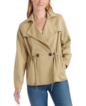 Lucky Brand Women's Drawstring Trench Coat Beige Size L