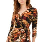 INC International Concepts Women's Jungle Print Faux Wrap Dress Brown Size Petite S/M