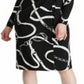 Ralph Lauren Women's Printed Long Sleeve V Neck Below the Knee Sheath Evening Dress Black Size 10
