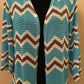 INC Women's Open Front Chevron Knit Cardigan Blue Size 1X
