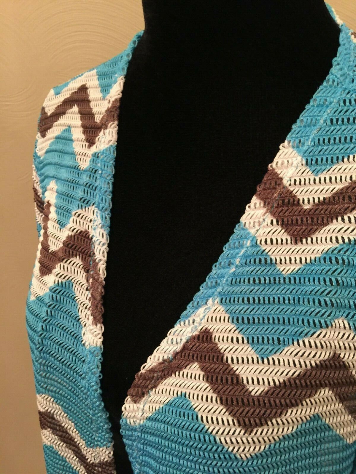 INC Women's Open Front Chevron Knit Cardigan Blue Size 1X