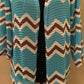 INC Women's Open Front Chevron Knit Cardigan Blue Size 1X