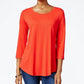 JM Collection Women's Solid Rayon Span Top Red Size Large