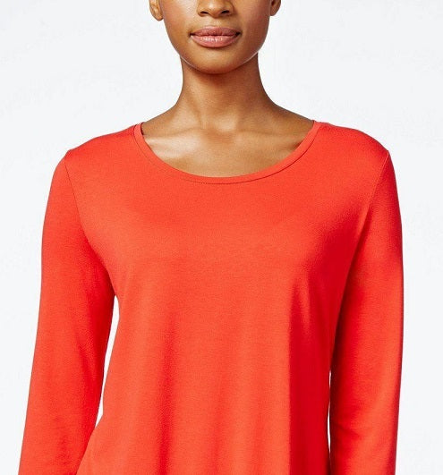 JM Collection Women's Solid Rayon Span Top Red Size Large