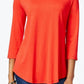 JM Collection Women's Solid Rayon Span Top Red Size Large