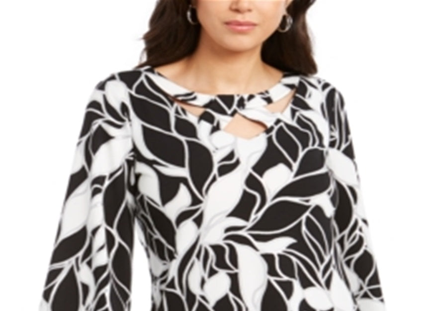 JM Collection Women's Twist-Neck Tunic Black Size XS