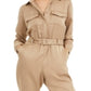 INC International Concepts Women's Button Front Jumpsuit Brown Size 4 Petite