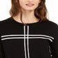 Alfani Women's Petite Grid-Pattern Sweater Black Size Petite M