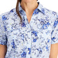 Karen Scott Women's Tuscan Garden Cotton Shirt Blue Size Petite X-Large
