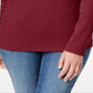 Karen Scott Women's  Cotton Henley Top Red Size Large