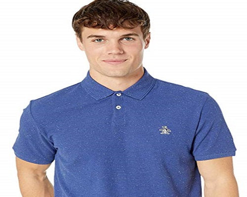 Original Penguin Men's Donegal Daddy Regular Fit Pique Polo Shirt Blue Size X-Large