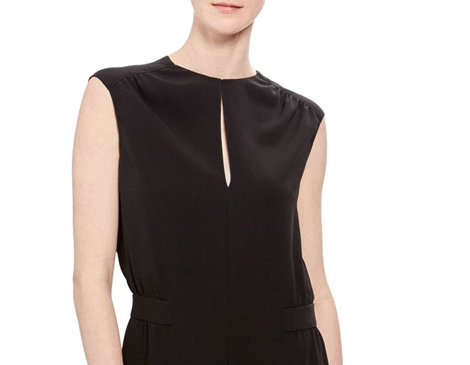 Theory Women's Shirred Crepe Jumpsuit Black Size 2