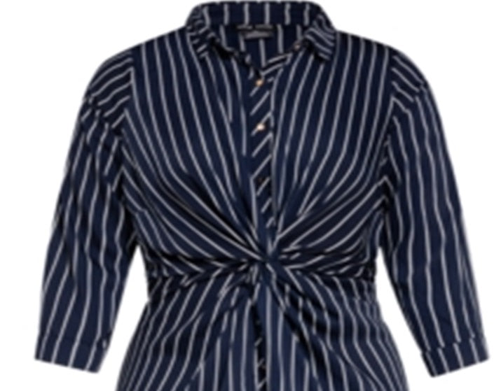 City Chic Women's Twist Stripe Dress Blue Size 18W