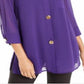 Alfani Women's Semi Sheer 3/4 Sleeve Blouse Purple Size Petite