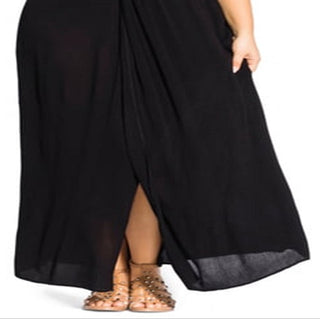 City Chic Women's MAXI KNOT FRONT DRESS Blue Size X-Small